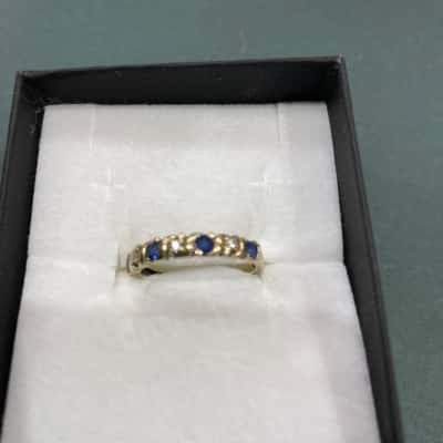 375 Gold Eternity Ring - Diamond and Sapphire 