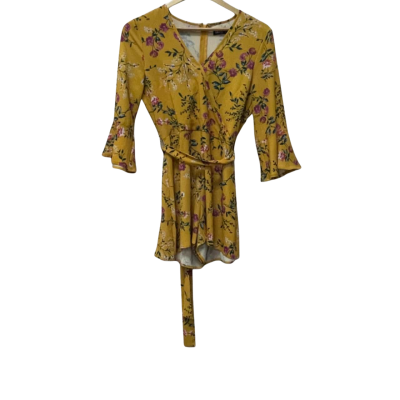 Dotti Womens  Size 8 Long Sleeve Playsuit Floral / Mustard 