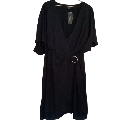 BNWT** City Chic.   Side Tie Black Faux Wrap. Dress.    Size M 