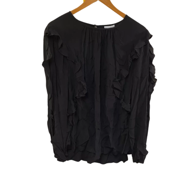 BNWT Witchery Womens  Size 16 Ruffle Trim Blouse Black  RRP $119.95