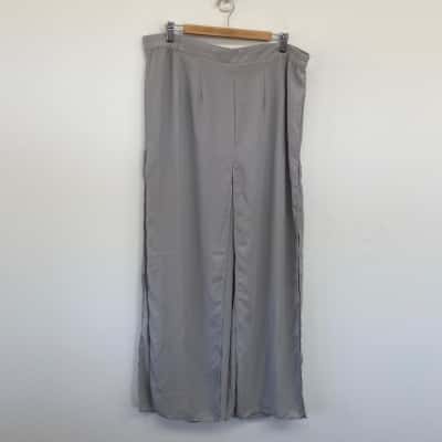 Liz Jordan Silver Afterdark Chiffon Overlay Pants Size 18 