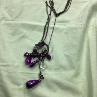  Womens Beaded Necklace Purple 