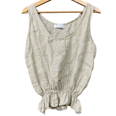 Georgie A. Womens Size L Beige Linen Sleeveless Top  