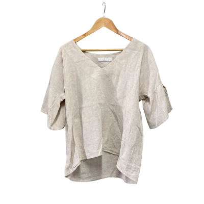 Skin and Threads Womens  Size 3 Linen Short Sleeve Top Beige 
