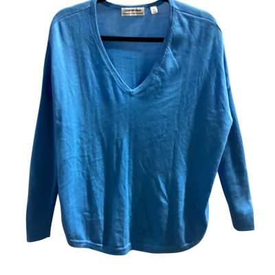 Country Road Womens  Size M V-Neck Jumper Blue Lightweight Knit Merino