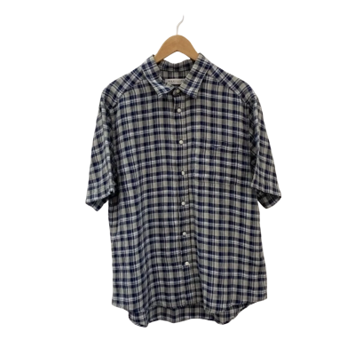 R.M. Williams Mens  Size XL Short Sleeve Checked Shirt Grey / Navy Blue 