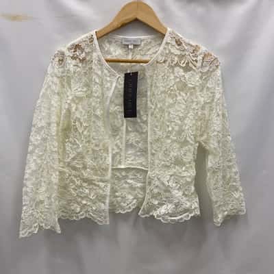 Grace Hill Women's Size 10 Open Lace Jacket Cream BNWT