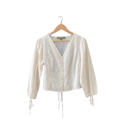 Princess Highway Cream Long Sleeved Broderie Anglaise Top 