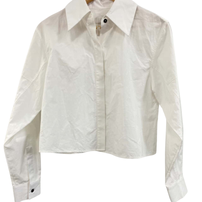 Cue Womens  Size 6 Cropped Button Up Shirt White 