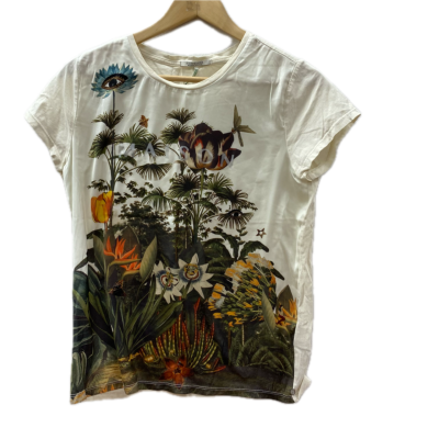 Scotch & Soda Womens  Size 1 Short Sleeve Top Green / Other / White 