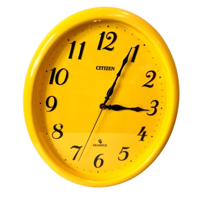 Citizen Yellow Quartz Wall Clock Japanese Movement Retro Style
