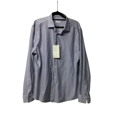 Zara Mens  Size L Cotton Blend Blue & White Striped Shirt