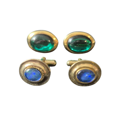  Mens Cufflinks Blue / Green 