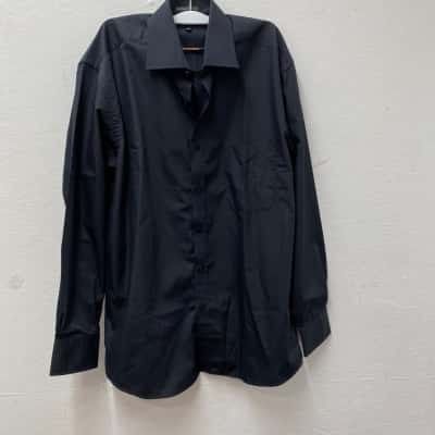 GIORGIO Size 39 Long Sleeve Shirt Black  -55% Cotton 45% Polyester- Made in Italy