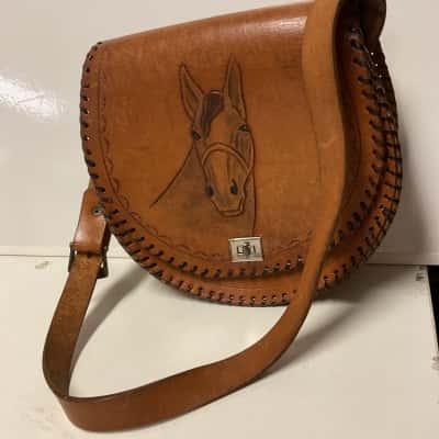  Womens Handbag Brown leather with horse on front