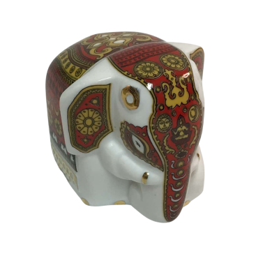 Asian Gilded Porcelain Elephant Ornament Paperweight Sri Lanka