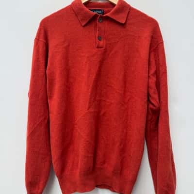 Blazer 100% Lambswool Orange Polo Neck Jumper - Size M 