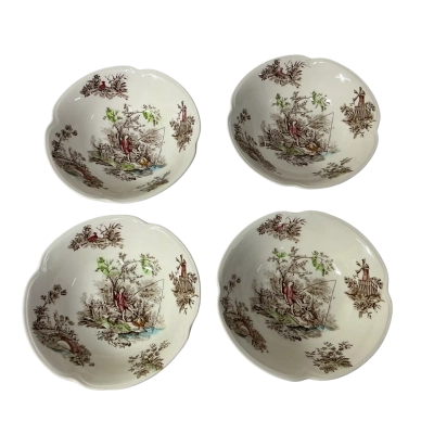 Vintage Johnson Bros "Toile de Jouy" Set of 4 Dessert Bowls