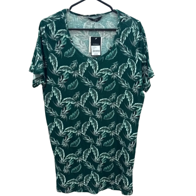 Sara Womens  Size 14 jade print green leaf top