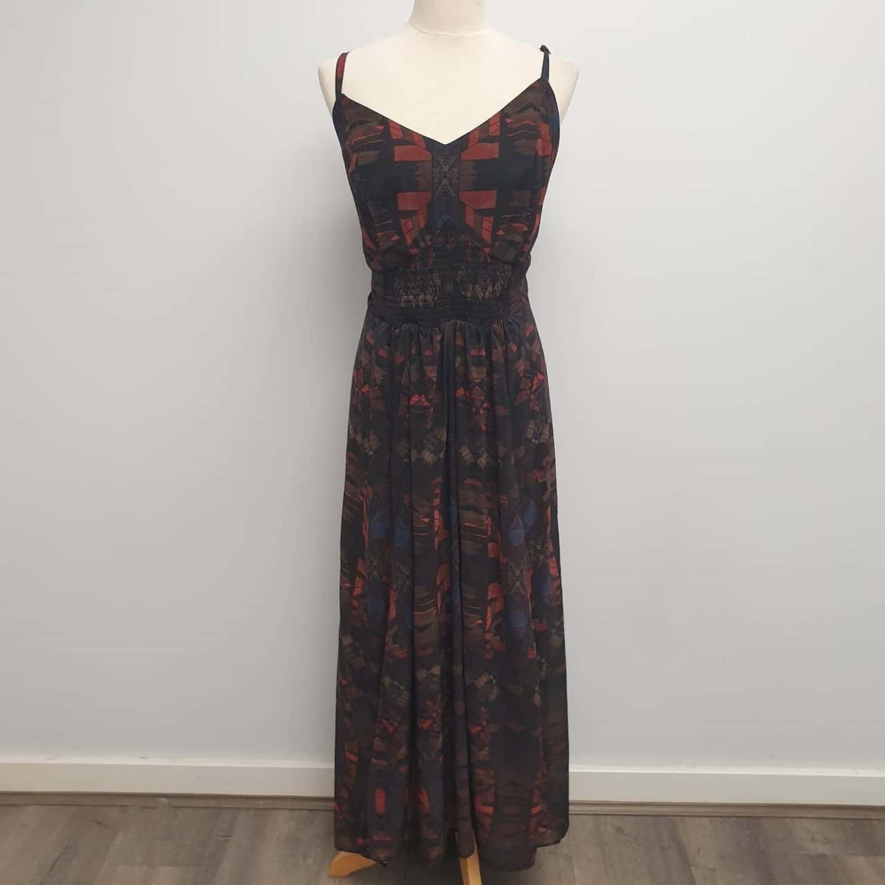 City Chic Gorgeous Brown, Rust & Blue Toned Aztec Patterned Elegant Summer  Maxi Dress With Shirred Elastic Waistline Feature Size L - Brand New With  Tags - RRP $139.00 (s) | Salvos Stores
