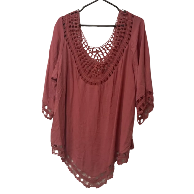 Womens City Chic Size L 3/4 Sleeve Top Coral 