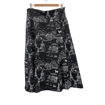 Emme Womens  Size 14 A-Line Skirt Black  / White Paris