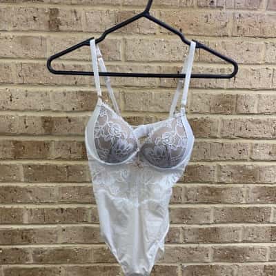 Bras N Things Womens ivory FASHION X COMFORT HOPE P/UL1 BODYSUIT Size 10 b/c