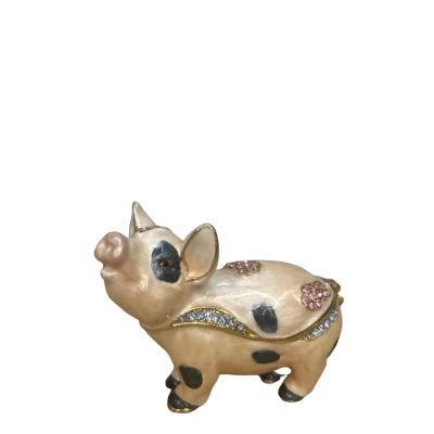 Rucinni Enamel Metal Pig Trinket Box With Magnetic Closure