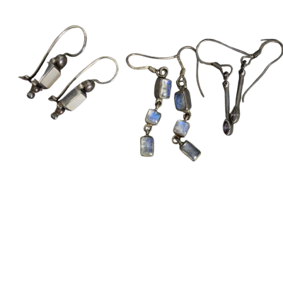Bundle of 3 pairs of 925 Silver Drop Earrings 