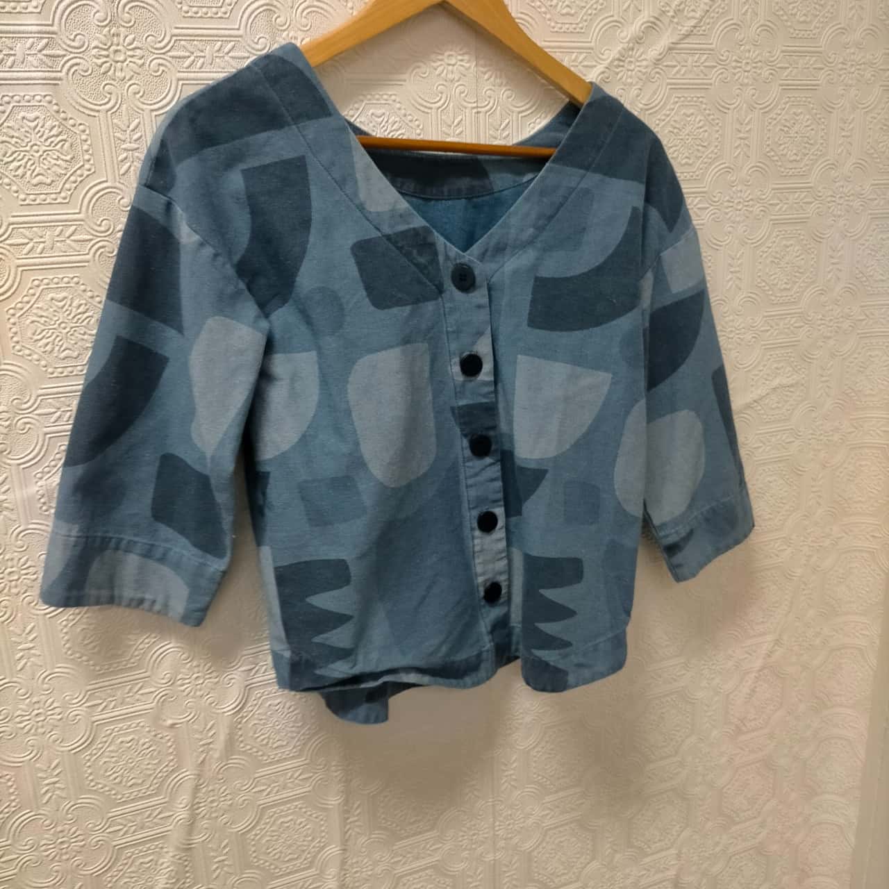 Gorman ELLEN RUFF Artist Collaboration Size XS 3/4 Sleeve Blue Back to ...