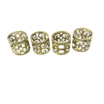 4 x Ornate Brass Filigree Napkin Rings