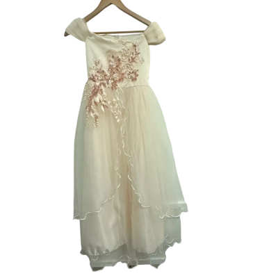  Girls Size 12 Dress Long Cream 