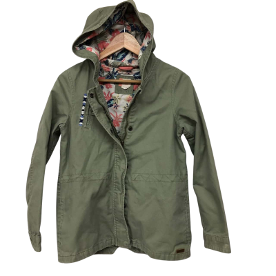 Roxy Kids  Size 14 Hooded Jacket Floral Lining/ Khaki Shell