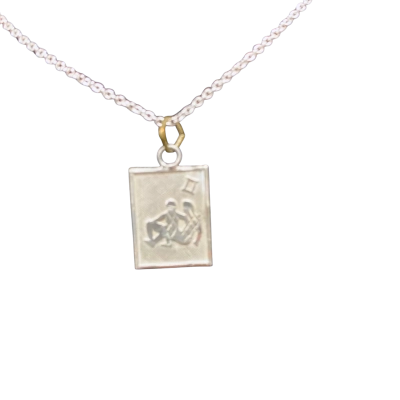 Unisex 925 Silver Gemini Zodiac Pendant and Chain
