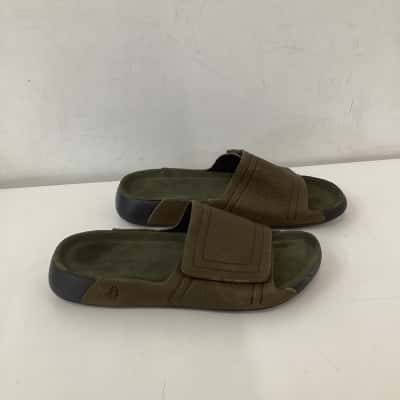 Hush Puppies Hammock Extra Wide Fit Leather Slides Sandals Khaki Size UK 8