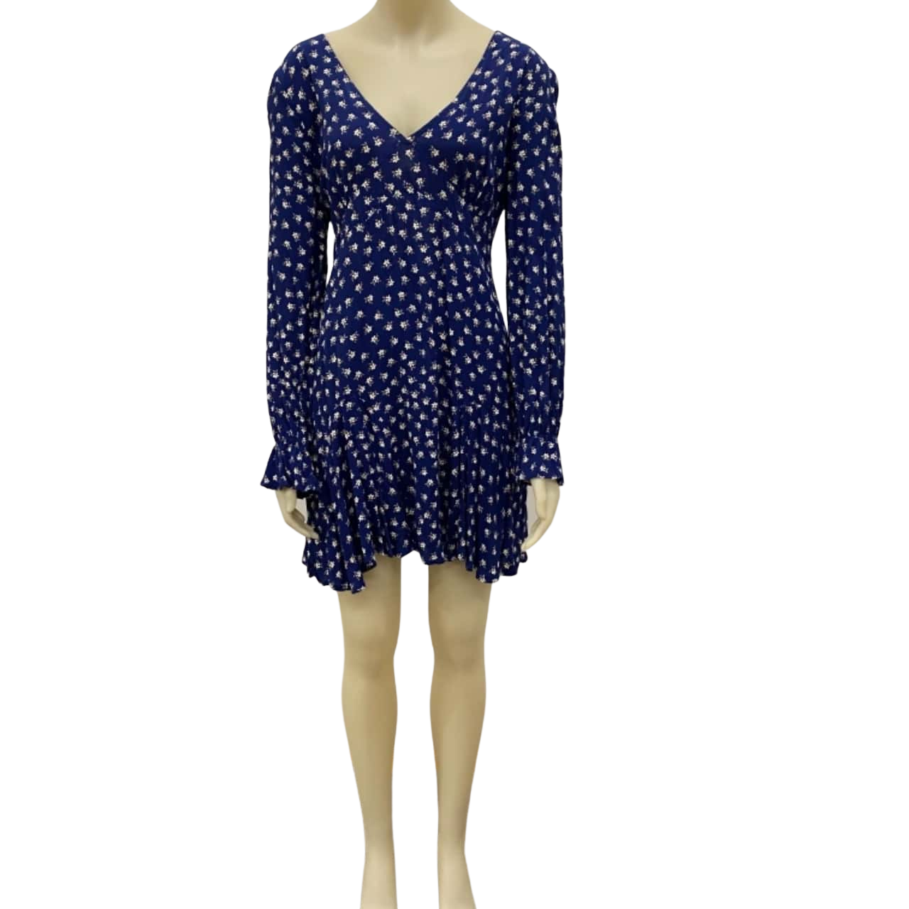 Cotton On Womens Size L Floral Dress / Long Sleeve Blue / Floral