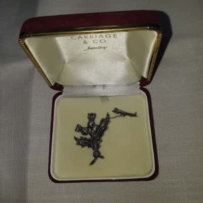 Sterling Silver Marcasite Vintage Celtic Brooch