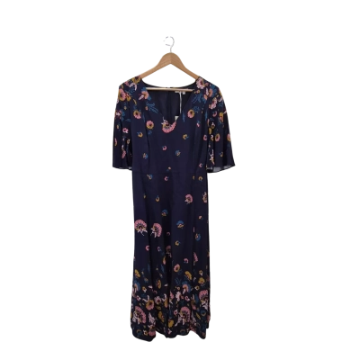 Boden Emilie Midi Dress UK Size 18R Blue/Floral Print