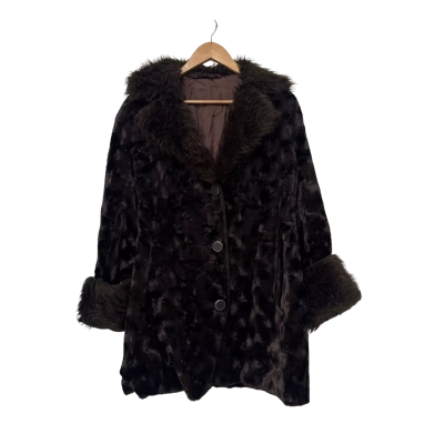 Vintage Brown Faux Fur Jacket Size S/M