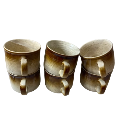 Vintage Brown Retro Churchill Stoneware Coffee Mugs x6