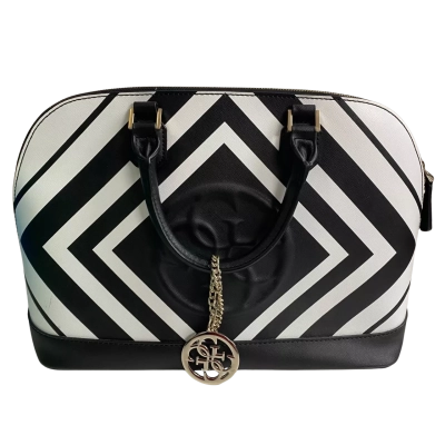 Guess Womens Korry Dome Satchel Bag Black/White