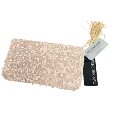Forever New Womens Keisha Soft Sparkle Clutch Ivory Handbag in Gold