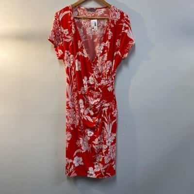 Jacqui-E Womens  Size L Floral Dress Red 
