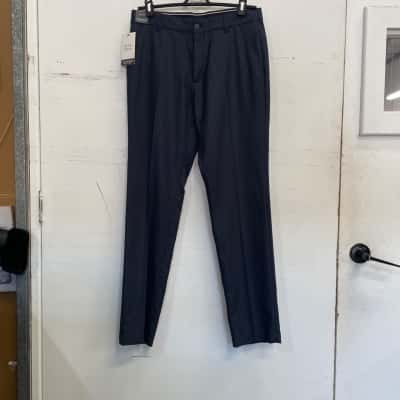 Van Heusen Mens  Size 32 Straight Leg Pants Grey / Navy Blue / Striped 
