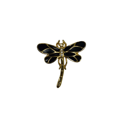 Vintage Gold-Tone Enamel Dragonfly Brooch Pin with Diamantes #VintageBrooch #InsectJewellery #Collectible