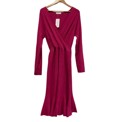 BNWT Gingham And Heels Size 18 Magenta, Knit, Midi-Dress