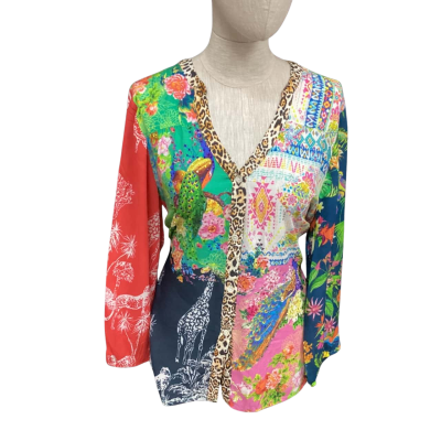 RUBY YAYA -  Womens  Size L 3/4 Sleeve Top Multicoloured 