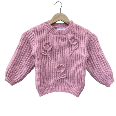 Zara Kids Pink Flower Detail Jumper Size 5Y