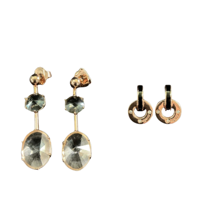 Mimco Gold- tone Earrings - 2 pairs Black  / Blue / Rose Gold 