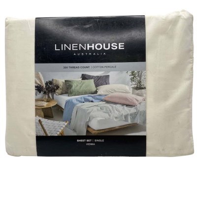 Linen House Single Bed Cotton Sheet Set RRP $109.99                Loose manchester